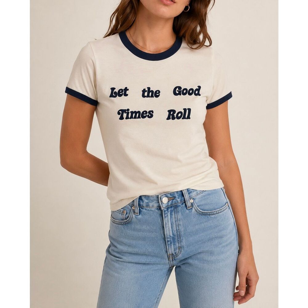 Madewell “Let the Good Times Roll” Graphic Ringer Tee Size Small
